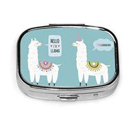 Pill Organizer Box Metal Pill Container Portable Vitamin Medicine Case for Pocket,Purse,Daily Needs and Travelling -Llamas Vector