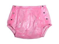Haian Adult Incontinence Snap-on Plastic Pants (Large, Transparent Pink)