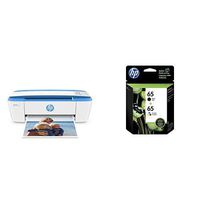 HP DeskJet 3755 Compact All-in-One Wireless Printer with Mobile Printing, HP Instant Ink & Amazon Dash Replenishment ready - Blue Accent (J9V90A) with Std Ink Bundle