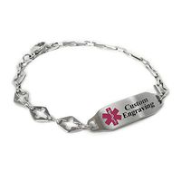 My Identity Doctor - Ladies Medical Alert Bracelet with Engraving - 316L 6mm Steel Cross - Purple - Wrist Size 6.25 Inch