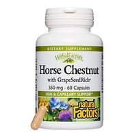 HerbalFactors by Natural Factors, Horse Chestnut, Antioxidant Support for a Healthy Circulatory System and Veins with GrapeSeedRich, 60 capsules (60 servings)
