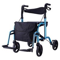 ZXGFA Folding Four Wheel Rollator Walker, with Padded Seat and Basket Elderly Rollator Walker, Adjustable Height Walking Aid for Shopping,Blue