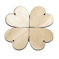 Wooden Hearts with Holes for Wedding Hanging Decoration Gift Tag 40mm by ROSENICE 25pcs