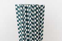 Navy Blue Checkerboard Paper Straws (50)
