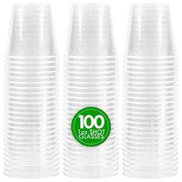 Plasticpro 1 oz Shot Glasses Crystal Clear Disposable Hard Plastic Shot Cups - Tumblers, Great for Whiskey, Jello, Shots, Tasting, Sauce, Dips, Samples Pack of 100