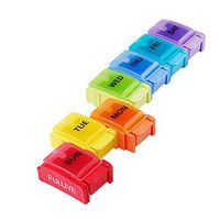 Daily Pill Organizer - Detachable Weekly Pill Case, Easy Open Push Button Pill Box, BPA-Free 7 Day Medicine Organizer for Fish Oil, Vitamin - (Once-A-Day)