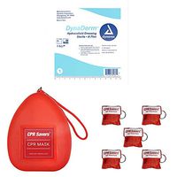 CPR Savers and First Aid Supply Dynaderm Hydrocolloid Dressing, 4 X 4 Inch Package with CPR Mask and Keychains