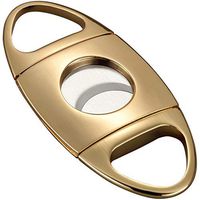 KLSJJ Cigar Cutter Stainless Steel Guillotine Double Cut Blade in Gold Gift Pouch, Gold
