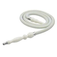 Rubber Handle Hookah Hose with Metal Tip Leather Wrapped Hookah Hose Washable Durable 72" Long Shisha Hose (White)