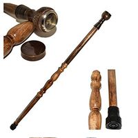Nautical World Vintage Brass Compass Handle with Fold Wooden Walking Stick Cane, Affordable Gift Decorative Walking Cane Fashion Statement for Men/Women/Seniors/Grandparents! Item New Year Gifts, GIF