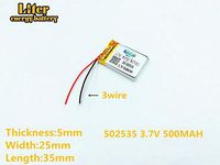 3lines 3.7V 400mAh 502035 Lithium Polymer Ion Rechargeable Battery Lithium 3lines Polymer Li-Po Battery for MP4 GPS MP3 Bluetooth Stereo DIY Gift