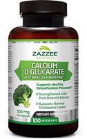 Zazzee Calcium D-Glucarate, 100 Veggie Caps, 500 mg per Capsule, Contains 3 mg BioPerine for Enhanced Absorption, Plus Pure Broccoli Extract, Vegan, Non-GMO and All-Natural