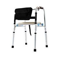 Walker|Aluminum Elderly Walking Frame|Foldable Walker|Portable Lightweight|with Seat and 2 Wheels|Highly Adjustable AA++ (Color : B)