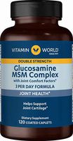 Vitamin World Advanced Double Strength Glucosamine MSM Complex 120 Caplets, Supporting Healthy Joints, Helps Support Joint Cartilage, Coated, Gluten Free