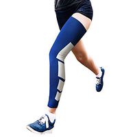 Anti Slip Full Length Compression Leg Sleeve Calf&Shin Splint Support Protect for Pain Relief &Recovery,Single Blue,L