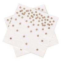 Rose Gold Dots Paper Napkins 50 Counts 3ply White Disposable Everyday Luncheon Napkins Perfect for Wedding Birthday Celebrations Weekend Party Baby Shower Bridal Shower Daily Use