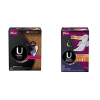 U by Kotex Barely There Light Absorbency Liners,100 Count; PLUS AllNighter Ultra Thin Overnight Pads with Wings, 84 Count (Combo pack)