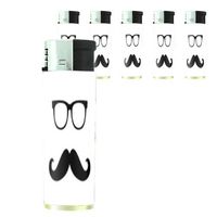 Butane Refillable Electronic Lighter Set of 5 Pieces Mustache Design-005