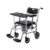 Elderly Toilet Chair,Mobile Wheelchair,Commode Seat,with Detachable Dining Table,with Brakes, Foldable,Foldable Shower Bath Chair,for Elder Disabled Pregnant Women