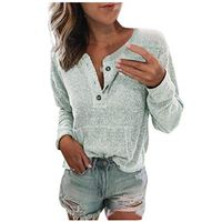 Women's Clothing Hoodie Sweatshirt, Long Sleeve Tops for Women Casual Button V Neck Hooded Pullover Sexy Blouse Sweater