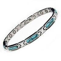 Accents Kingdom Women's Turquoise Stainless Steel Magnetic Golf Link Bracelet 8.5"