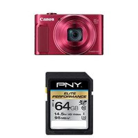 Canon Digital Camera Optical Zoom - Wi-Fi & NFC Enabled (Red) with 64GB Memory Card
