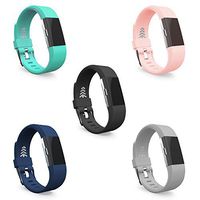 Teak - Silicone Sport Replacement Wristband for Fitbit Charge 2 - Large 5 Pack