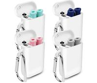 Collapsible Portable straw,Food Grade Silicone Straws Drinking reusable, Foldable Straw with Case & Carabiner Cleaning Brush for Travel, camping, Household, Office,Family Set 4 Pack