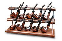 Wooden Tobacco Pipe Stand Rack Case Display Holder for 10 Smoking Pipes Hand Carved by KAFpipeWorkshop from Solid AshTree Wood
