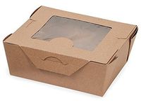 Pack Of 40, Solid #3 Bio Plus Earth Recycled Kraft Take Out Boxes W/Window 8.5 X 6.25 X 2.5" 66 Fl Oz Made In USA