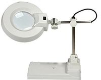 Magnifying Desk Gooseneck Table Lamp 20X Magnifier Light Hinged Neck (white glass)