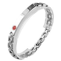 Thin Stainless Steel Medical Alert Link ID Bracelet - Great for Personal Engraving for Men & Women