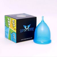 Super Jennie Menstrual Cup - High Capacity - A Life Saver for Heavy Flow Users - Top Quality - Soft, Flexible - Made in USA - Small Blue