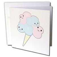 3dRose Cute Kawaii Cotton Candy Greeting Cards, 6" x 6", Set of 6 (gc_102695_1)