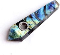 Natural Stone tip Craft Pipe ，Handmade Pipe Gift, Portable Travel Pipe (Color : Blue)