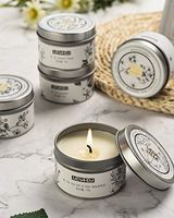 Natural Scented Candle,Rose& Green Perfume Aroma Candle Gift,Handmade Soy Wax Fragrance Candle,Perfect for Meditation Stress Relief Mood Boosting Aromatherapy,Portable Travel Tin Jar 15 Hours (Silver)