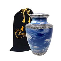 Exquisiteurns Picturesque Cremation Urn - Adult Cremation Urn - Handcrafted Funeral Urn for Ashes - Metal Cremation Urn - Great Deal Free Velvet Bag (Cloud)