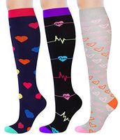 Compression Socks Women 15-20mmHg Knee High Nursing Compressions Sock for Pregnancy, Nurses, Maternity, Travel, Flight, L/XL, 3 Pack, All Heart, Ekg