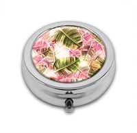 LuxSweet Pill Box,Leaves Pattern Pill Case for Purse Pocket Pill Organizer with 3 Compartments Silver 2.1 Inches Portable Vitamin Medicine Case Holder