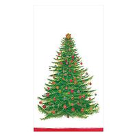 Caspari Glittering Tree Paper Guest Towel Napkins in White, Four Packs of 15