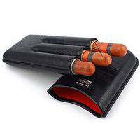 Julitech Leather Cigar Box, Effective Moisturizing Humidor Holder for 3 Pcs Cigars, Fashion Portable Cigar Accessories with Gift Box,Black