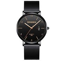 Men Watches,Fxbar Luxury Quartz Sport Military Stainless Steel Dial Leather Band Wrist Watch Business Automatic Watch (B)