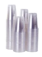 TashiBox 100 Count - 16 Ounce Plastic Drink Cups, Ice Coffee Cups To Go - Crystal Clear