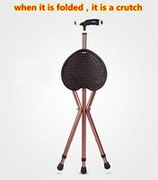 Feiy Crutch for Elderly and Disabled Aluminum Alloy Portable Stool Walking Stick Elderly Crutch Chair a Crutch with Flashlight Stool,Brown