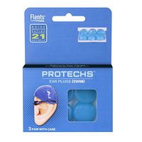 Protechs Ear Plugs for Swimming, 3 Pair with Case, NPR 21