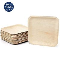 Disposable Palm Leaf Plate Set - Compostable Eco Friendly Entree, Dessert & Appetizer Dinnerware - Bamboo Style Party Plates For Weddings, Baby Showers - Square 10" (25 Pack) by Sea To Sierra
