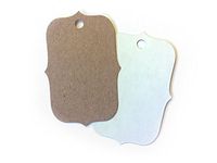 Note Card Cafe Kraft Paper Tags for Wedding, All Occasion Gift | 240 Pack | Scallop Shaped Hand Tags | White and Craft Paper | for Holidays, Christmas, Birthdays, Weddings, Showers, Special Occasions