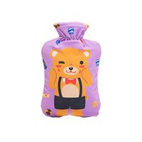 NACOLA Hot Water Bottle with Cover,Transparent Classic Rubber Hot Water Bag(Random Color) with Soft Cute Animal Print Fleece Cover