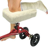 FunCee Pads Cover for Knee Walker, Soft Plush Faux Sheepskin Knee Scooter Rest Cushion Cover, Leg Cart for People with Limited Mobility for Men & Woman, Available for Most Knee Roller Scooter,Beige