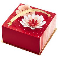 Hallmark Paper Wonder 6" Medium Valentines Gift Box (3D Flowers, Red and Gold) for Wife, Girlfriend, Fiancée